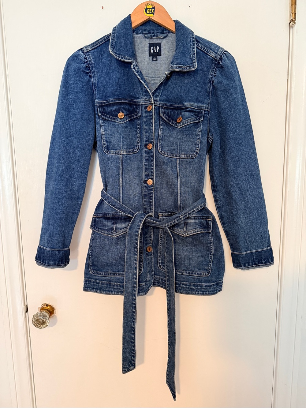 GAP Women's Blue Denim Belted Jacket